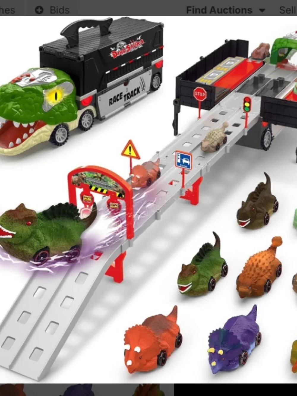 Big Dinosaur Transport Trucks Toys Set 8 Cars 3 AA 1.5V batteries – not included